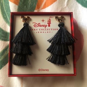 Disney Parks Mickey Mouse Black Tassle Earrings